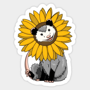 Opossum with sunflower around its head Sticker